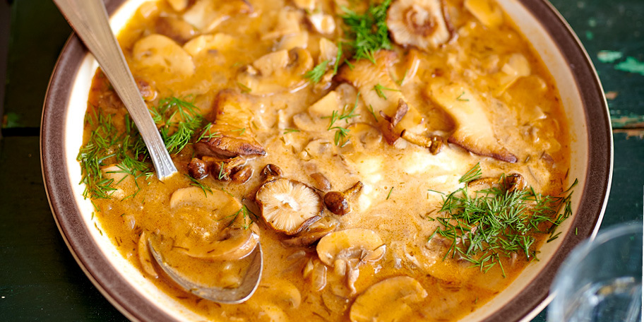 Winterse soep met champignons, recept van Delhaize